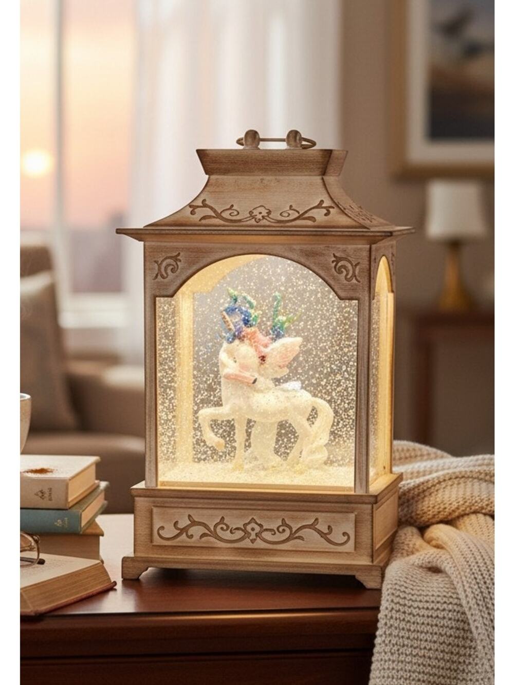 Raz Imports Fairy on Unicorn Glitter Water Lantern Battery Operated Lighted